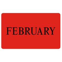FEBRUARY Labels - Printed Month Stickers Red 100mm x 165mm 500/roll