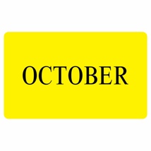 OCTOBER Label - Printed Month Stickers Yellow 100mm x 165mm 500/roll