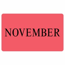 NOVEMBER Label - Printed Month Stickers Pink 100mm x 165mm 500/roll