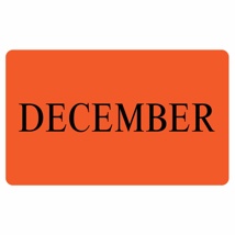 DECEMBER Label - Printed Month Stickers Orange 100mm x 165mm 500/roll