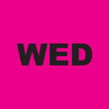 WEDNESDAY Labels - Printed Day Stickers Pink 100mm x 100mm 500/roll