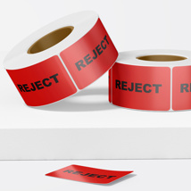 REJECT Label – Printed Quality Control Sticker Red 100mm x 150mm 500/roll