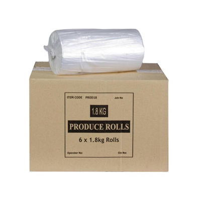 Produce Bags HDPE 250mm + 100mmW x 450mmL x 11um  500/roll