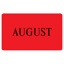 AUGUST Label - Printed Month Stickers Red 100mm x 165mm 500/roll