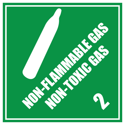 Hazardous Chemical Labels Non Flammable/Non Toxic Gas 2 100mm x 100mm 500/roll