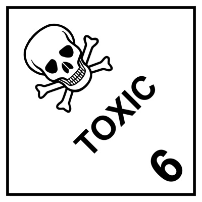 Hazardous Chemical Labels Hazchem Toxic 6  100mm x 100mm 500/roll
