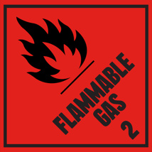 Hazardous Chemical Labels Hazchem Flammable Gas 2 100mm x 100mm 500/Roll