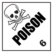 Hazardous Chemical Labels Hazchem Poison 6 100mm x 100mm 500/roll
