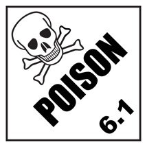 Hazardous Chemical Labels Hazchem Poison 6.1 100mm x 100mm 500/roll