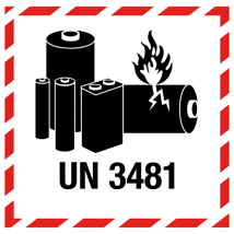 UN3481 Lithium Battery Label - Dangerous Goods Stickers 100mm x 100mm 500/Roll