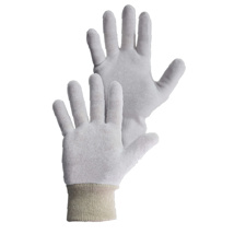 Cotton Interlock Gloves, Knitted Cuff, Large
