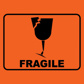 FRAGILE Label - Perforated Printed Stickers Orange 72mm X 100mm 500/roll