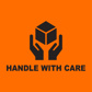 HANDLE WITH CARE Label - Perforated Printed Stickers Orange 72mm X 100mm 500/roll 